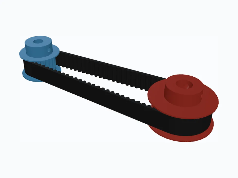 GT3 20T & 30T, Flanges Printed in Place — 3D view