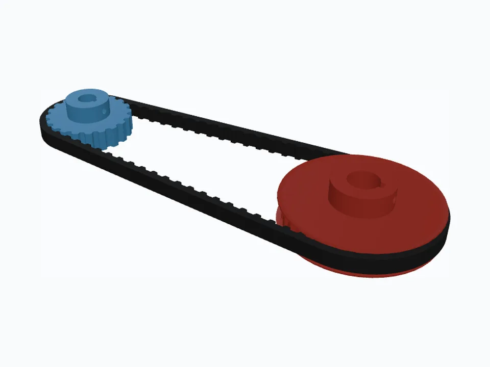 L 20T & 30T, ½" & ¾" Keyed Bores: the drive with its belt